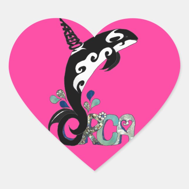 Orca Freedom Art Heart Sticker (Front)