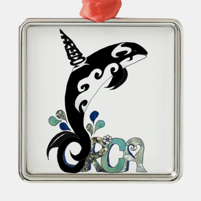 Orca Freedom Art Metal Tree Decoration (Front)
