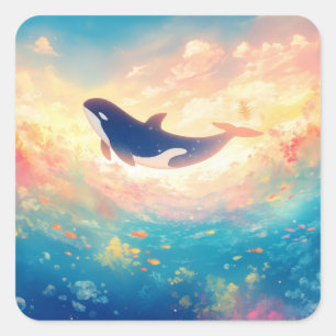 Orca in a Sea of Dreams Square Sticker