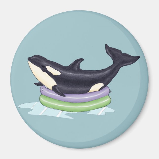 Orca in a swimming pool magnet (Front)