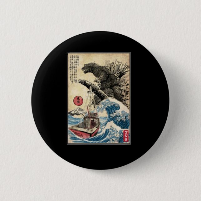 Orca in Japan 6 Cm Round Badge (Front)