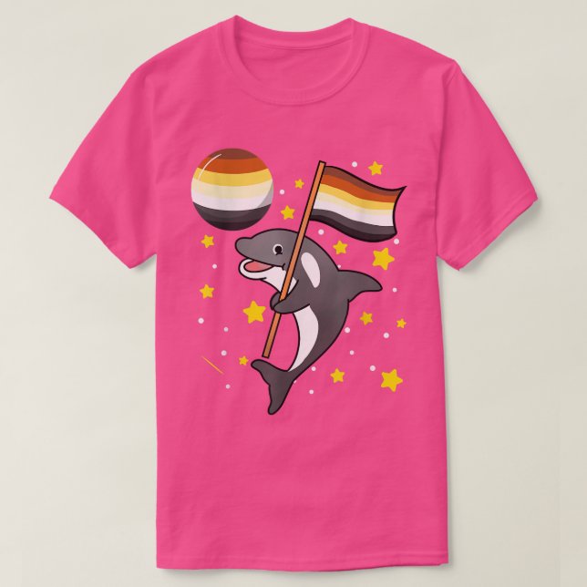 Orca In Space Gay Bear Pride  T-Shirt (Design Front)