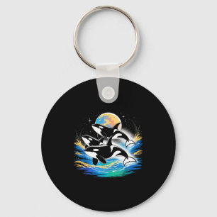 Orca in space, planets, stars, wall lovers Orca in Key Ring