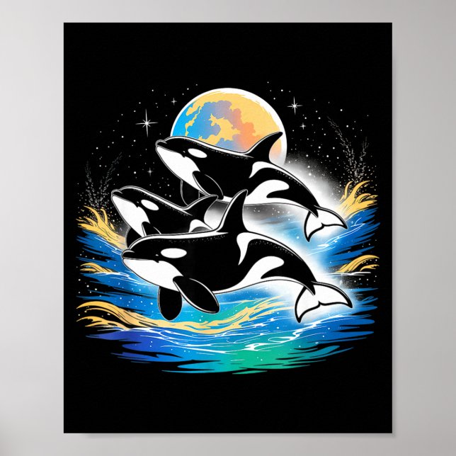Orca in Space Planets Stars Wall Lovers Poster (Front)