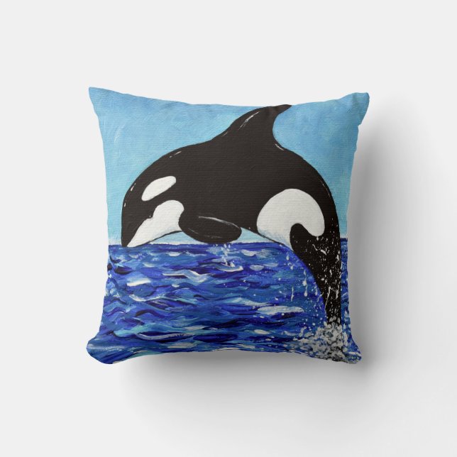Orca in the Blue Painting Cushion (Front)
