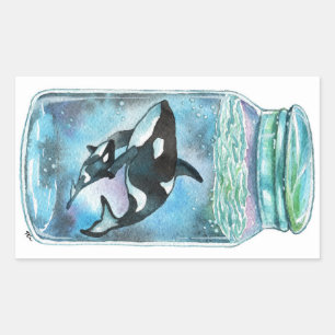 Orca in the Jar Rectangular Sticker