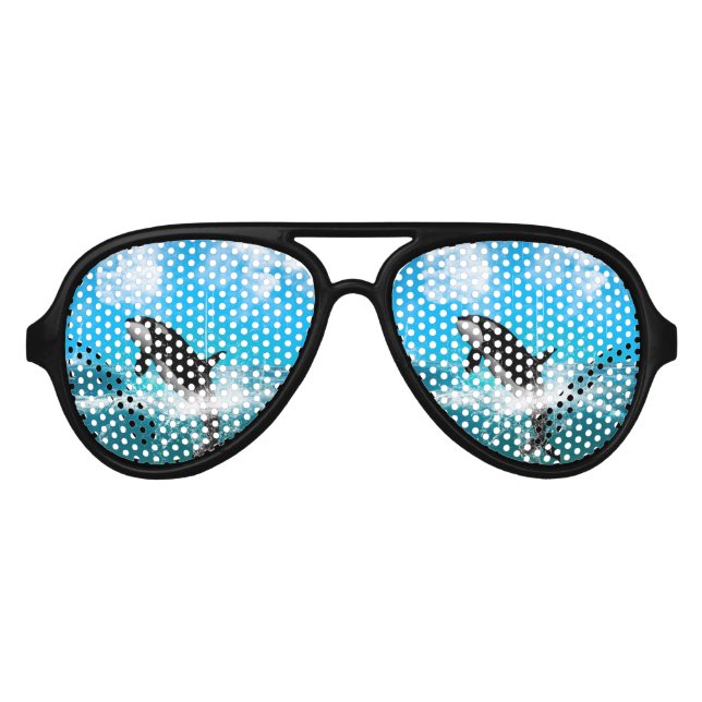 Orca jumping aviator sunglasses (Front)