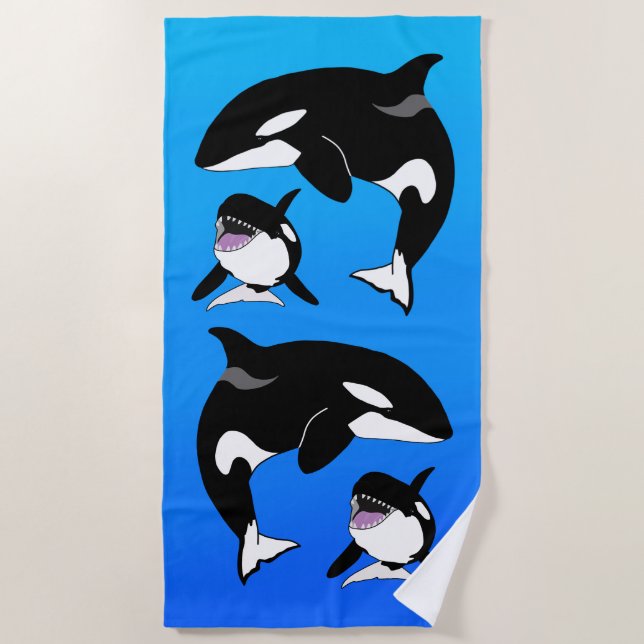 Orca Killer Whale Beach Towel (Front)