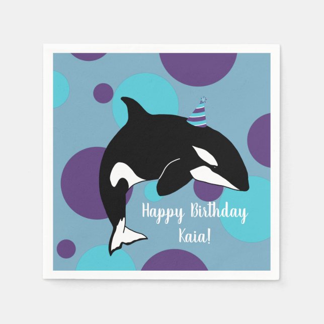 Orca Killer Whale Birthday Napkin (Front)