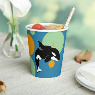 Orca Killer Whale Birthday Paper Cups