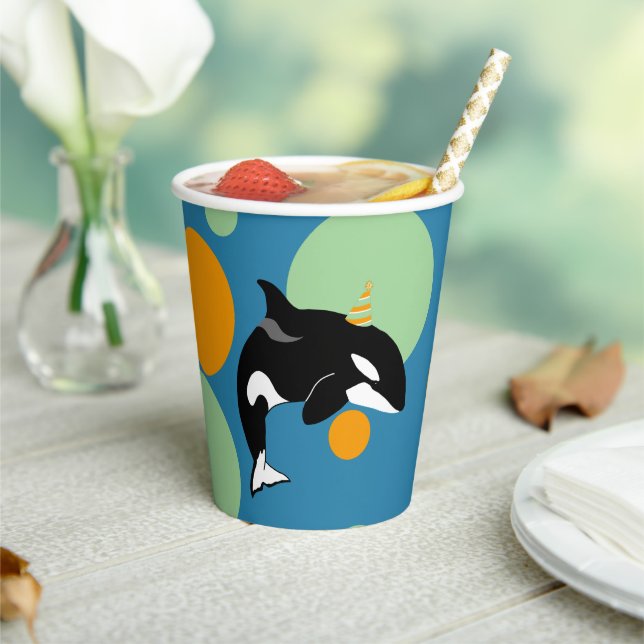 Orca Killer Whale Birthday Paper Cups (Insitu)