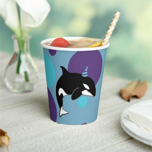Orca Killer Whale Birthday Paper Cups
