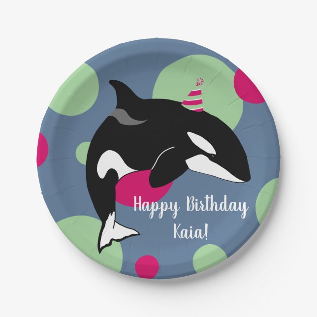 Orca Killer Whale birthday Paper Plate (Front)