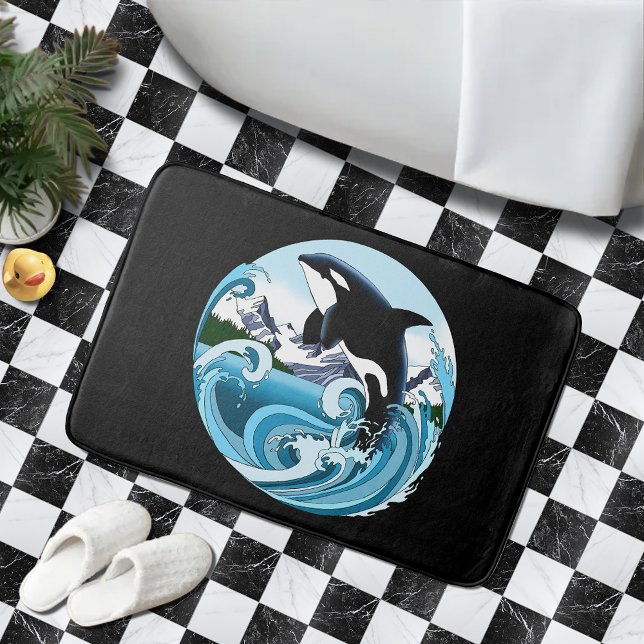 Orca Killer Whale Blue Ocean Bath Mat (Creator Uploaded)