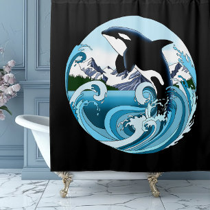 Orca Killer Whale Blue Ocean Shower Curtain