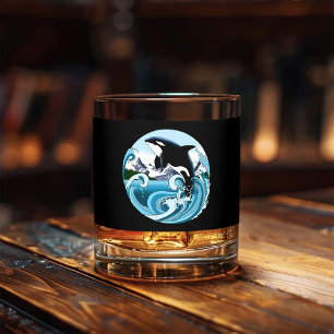 Orca Killer Whale Blue Ocean Whiskey Glass