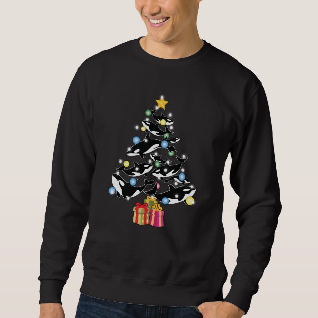 Orca Killer Whale & Christmas Tree Sweatshirt (Front)