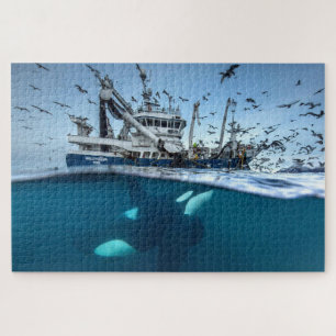Orca Killer Whale Commercial Fishing Boat Ocean Jigsaw Puzzle