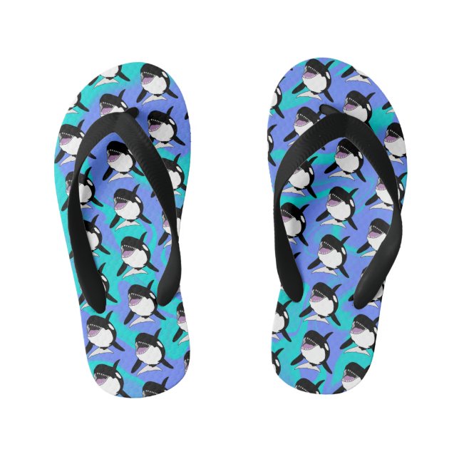 Orca Killer Whale  Kid's Jandals (Footbed)
