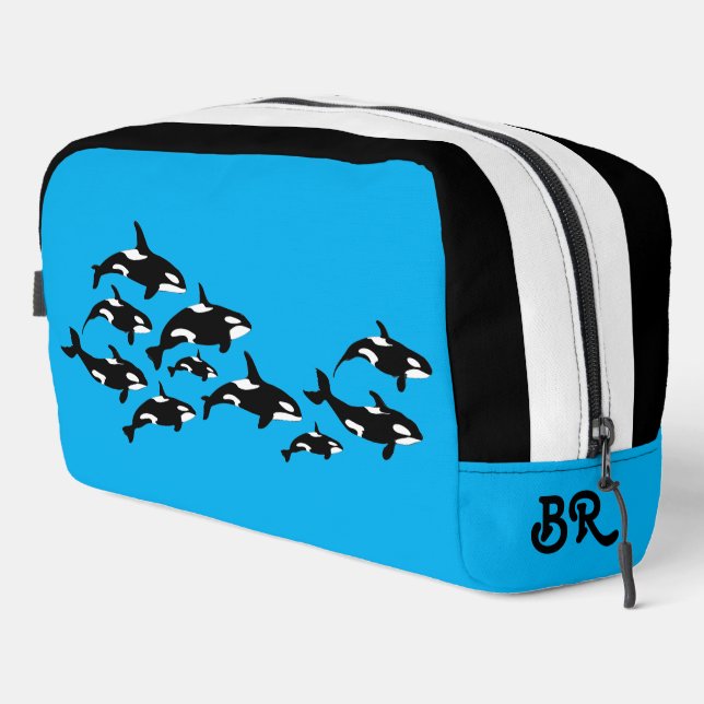 Orca Killer Whale Monogram Dopp Kit (Right Corner)