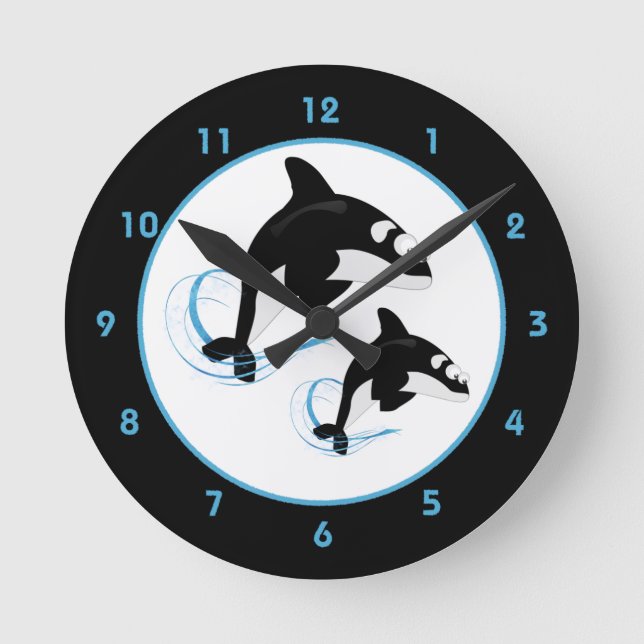 Orca Killer Whale Round Clock (Front)