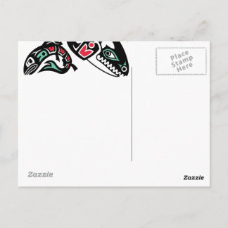 Orca Killer Whale & Salmon - Haida colour graphic Postcard