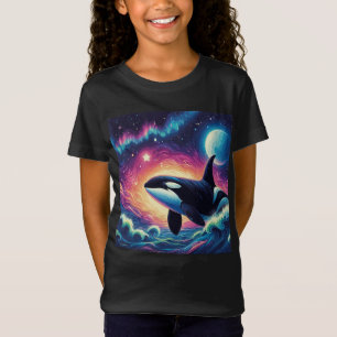 Orca Killer Whale Starry Night Colourful Ocean Art T-Shirt
