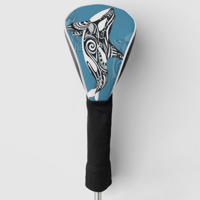 Orca Killer Whale Tlingit Indigo Blue ink Golf Head Cover (Front)
