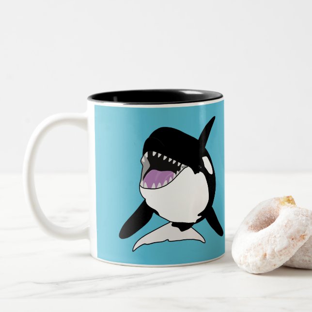 Orca Killer Whale  Two-Tone Coffee Mug (With Donut)