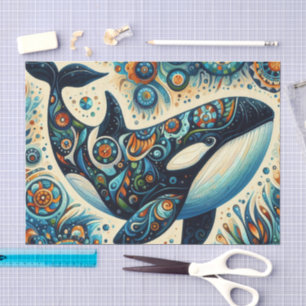 Orca Killer Whale Whimsical Nautical Decoupage Tissue Paper