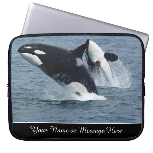 Orca Killer Whales Breaching Personalised Laptop Sleeve (Front)