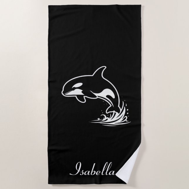 Orca Leaping Beach Towel (Front)