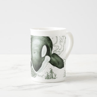 Orca Map Green Bone China Mug