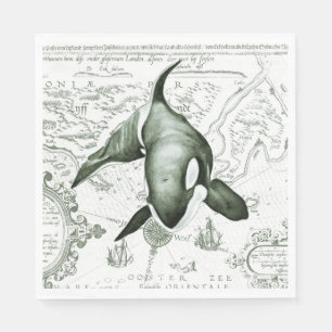 Orca Map Green Napkin