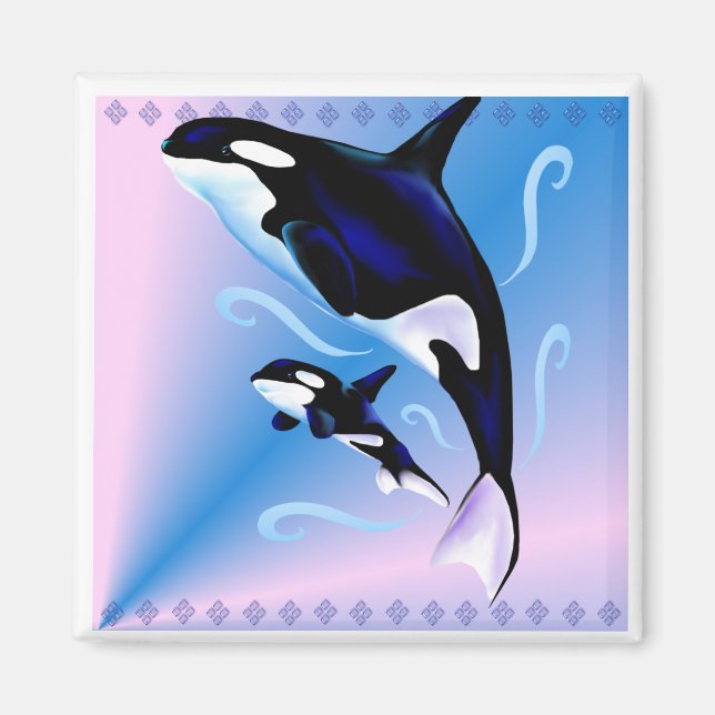 Orca Mum and Baby Magnet (Front)