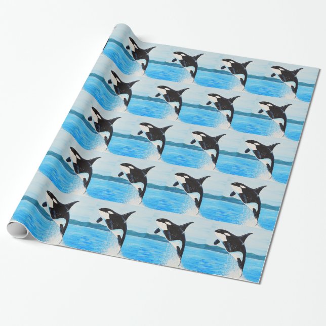 Orca Painting Wrapping Paper (Unrolled)