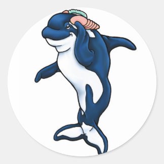 Orca party classic round sticker