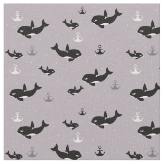 Orca Pattern - Cute Killer Whale Cartoon Pattern Fabric