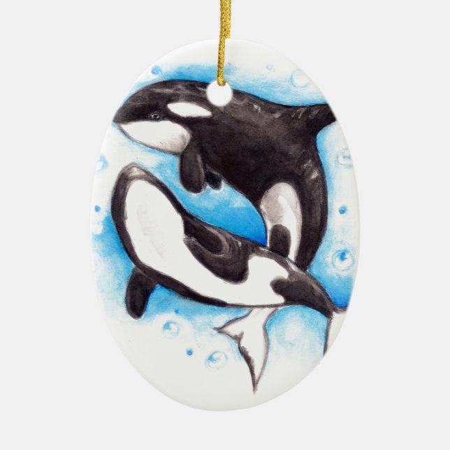 orca play ceramic tree decoration (Front)