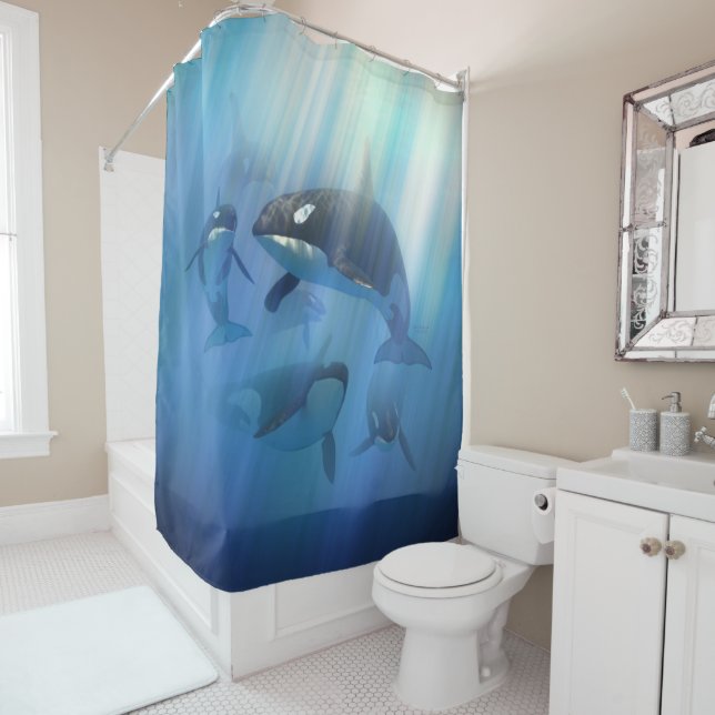Orca Pod Shower Curtain (In Situ)