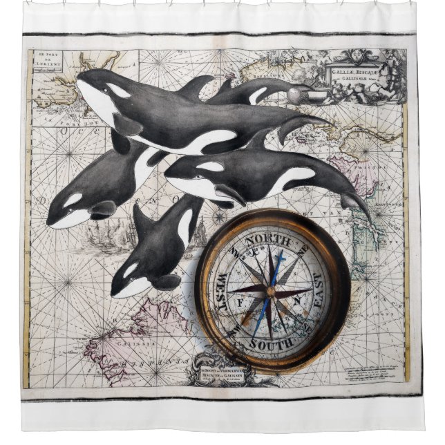 Orca Pod Shower Curtain (Front)