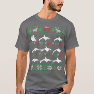 Orca Pulling Santa Sleigh Funny Whale Lover Ugly C T-Shirt