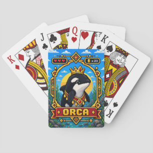 Orca Retro 8-Bit Pixel Art Playing Cards