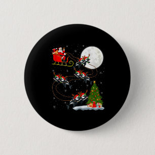 Orca Santa Sleigh Flying Funny Magical Christmas T 6 Cm Round Badge
