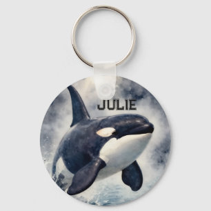  Orca Stormy waves, Personalized Key Ring