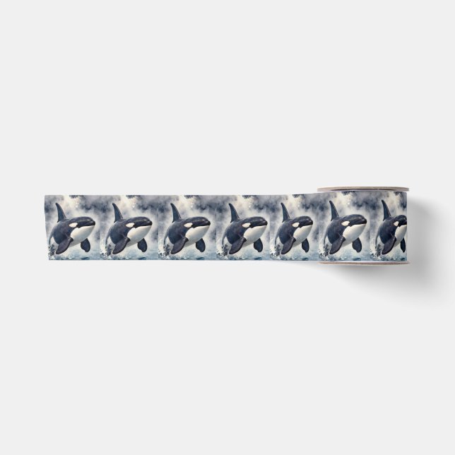 Orca Stormy waves Satin Ribbon (Front)