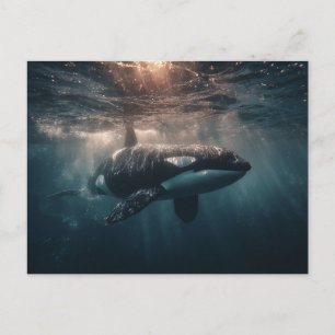 Orca Swimming in Deep Water Postcard