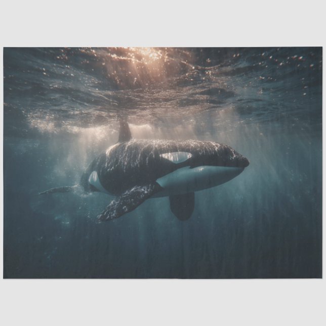Orca Swimming in Deep Water Tissue Paper (Front)