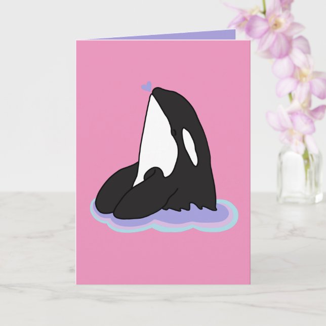 Orca Valentines Day  Card (Orchid)