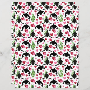 Orca Valentines Scrapbook Paper